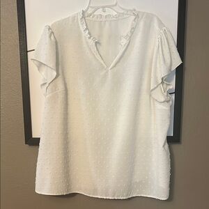 White Ruffled Relaxed Blouse